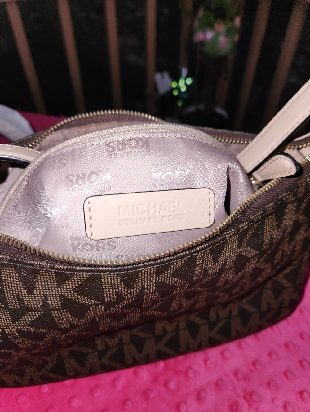 Michael Kors Brown MK Logo Crossbody with Gold Charm. NWOT - Picture 7 of 10